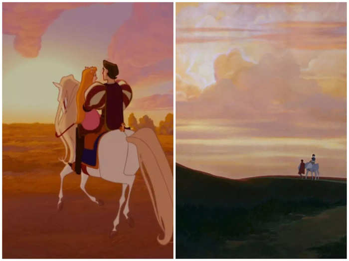 After Edward saves Giselle, they ride off into the sunset, just like the final scene of "Snow White."