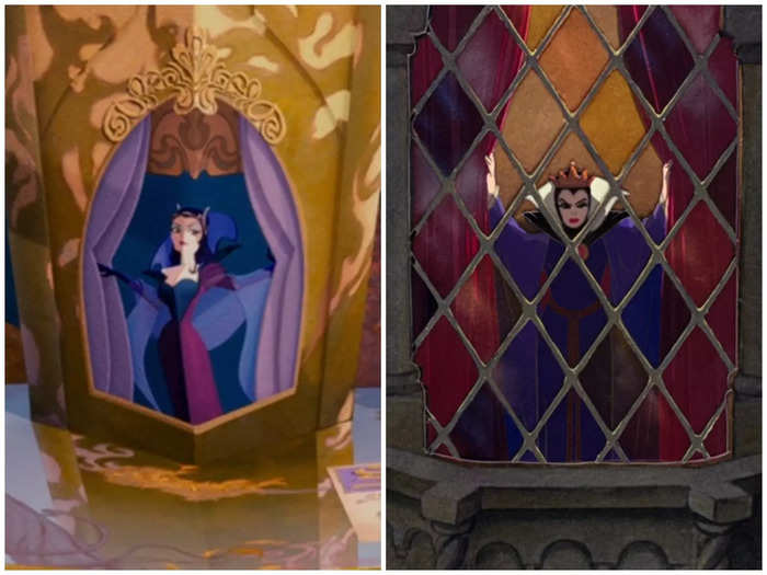 Queen Narissa, played by Susan Sarandon, opens her drapes exactly like the Evil Queen in "Snow White."