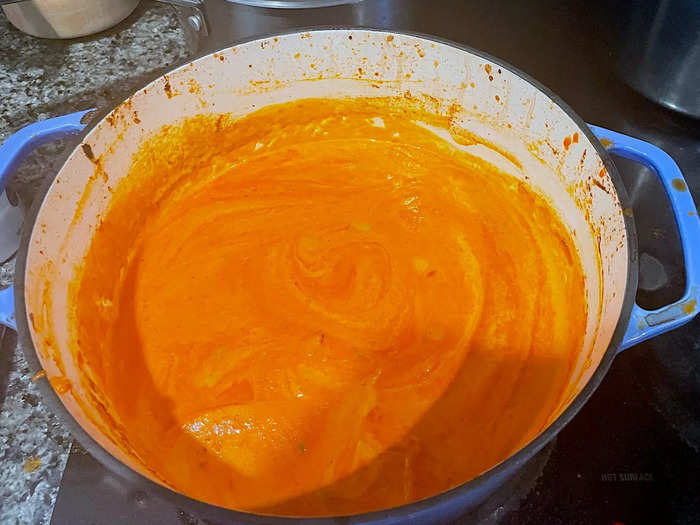 I stirred my tomato mixture and watched the color transform.