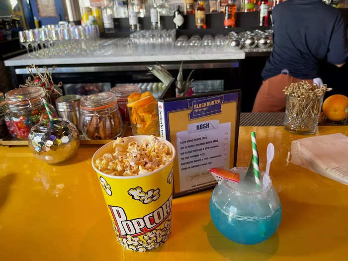 I circled back to the bar for another "Avatar" and a $6 bucket of popcorn.