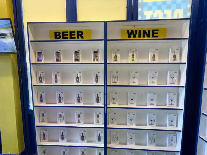 Beer and wine options were also available, in video cases that showed a picture of the drink, and ranged in price from $8 to $15.