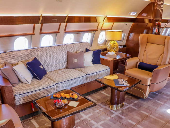 Moreover, the jet can fly 6,900 miles nonstop and carry up to 25 passengers, who can enjoy comforts like a shower and in-flight theater.