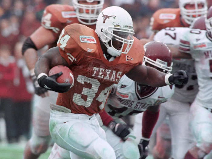 Ricky Williams ran away with the Heisman in 1998, rushing for 2,327 yards and 29 touchdowns for the Texas Longhorns.