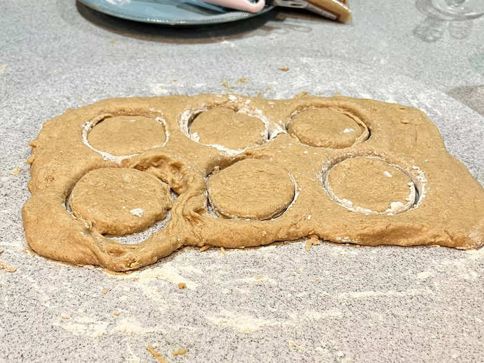 The recipe called for using a doughnut cutter to achieve the typical doughnut circle. I don