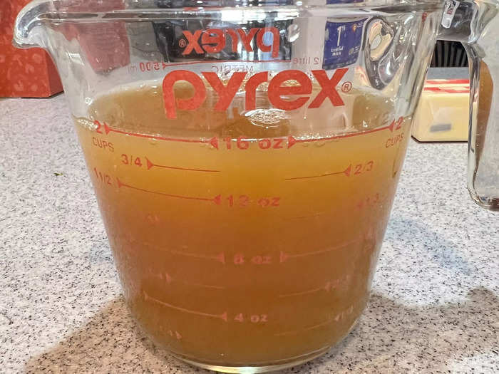 The first step was to measure out the two cups of apple cider needed.