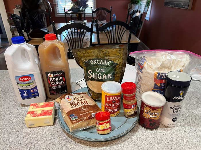 Here are the ingredients I needed for my apple-cider doughnuts.