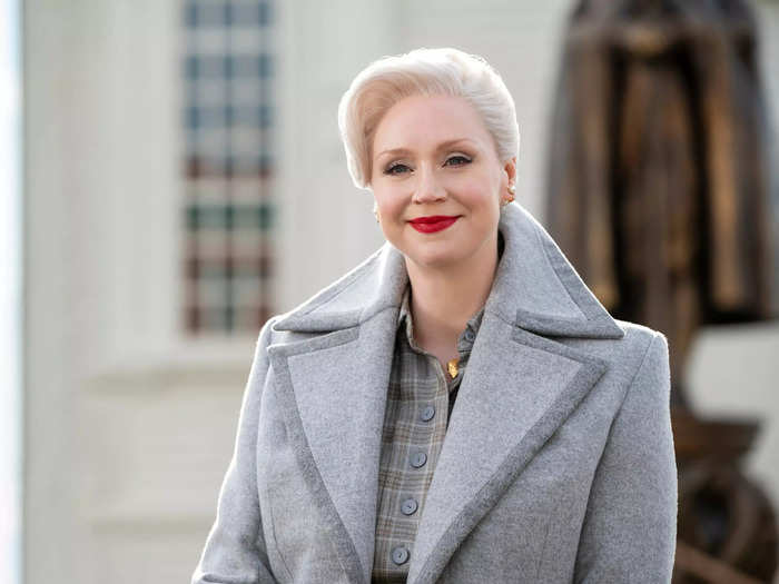 The stylish look for principal Larissa Weems was inspired by 1960s film icon Tippi Hedren.