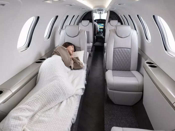 The plane will be able to carry up to 10 passengers and has loungers that transform into a bed.