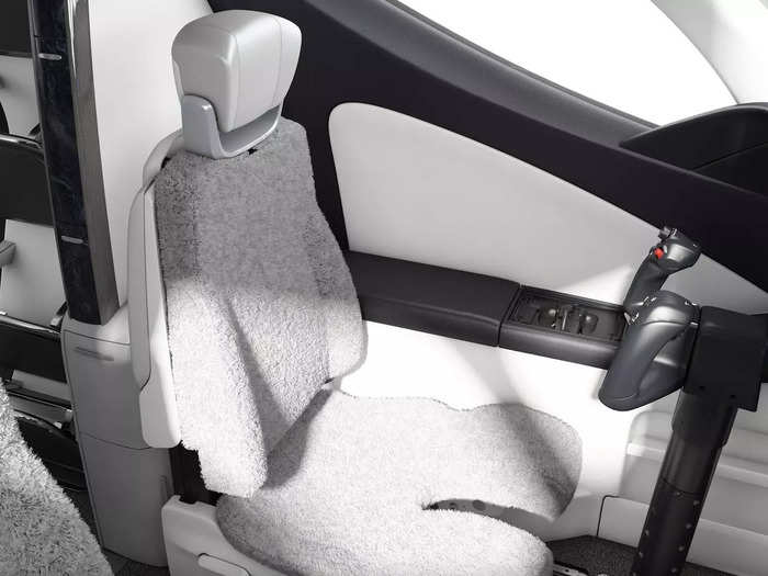 In the cockpit, sheepskin covers are available for the pilot seats, as well as an optional configuration that offers three more inches of legroom and an extended seat track.