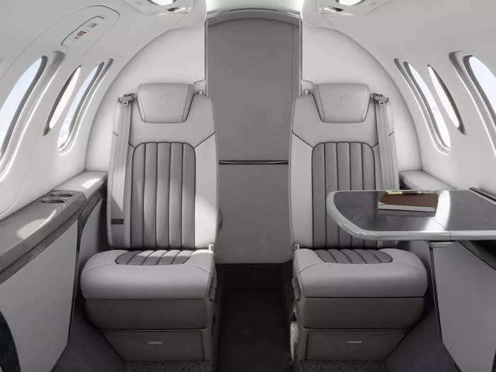 …while steel features a grey color scheme with marble accents. HondaJet said the reimagined looks offer a "modern luxury of flight experience" and creates a "tranquil space for both passengers and pilots."