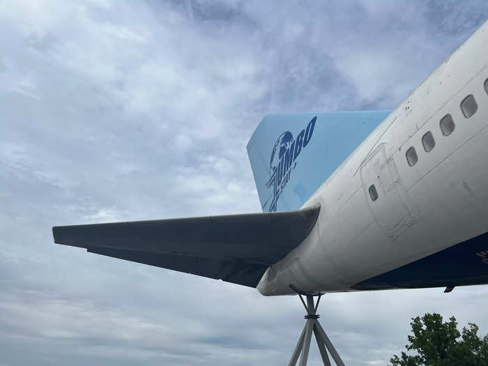 Walking around the plane, I loved seeing the little details of the hotel. The tail has been painted with Jumbo Stay branding…