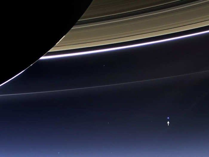 Earth, as seen from the dark side of Saturn, 898 million miles away