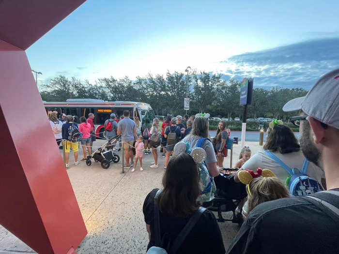 Queue up early for Disney-provided transportation.