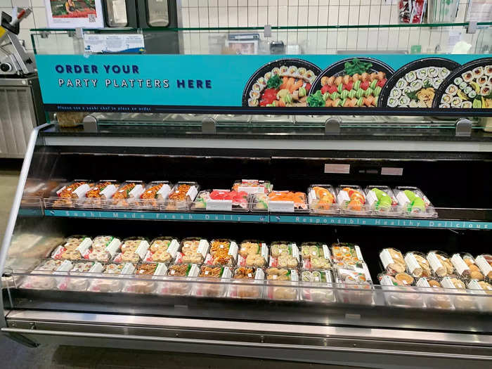 Both stores also sell sushi platters, although I thought the one at Whole Foods looked more appealing.