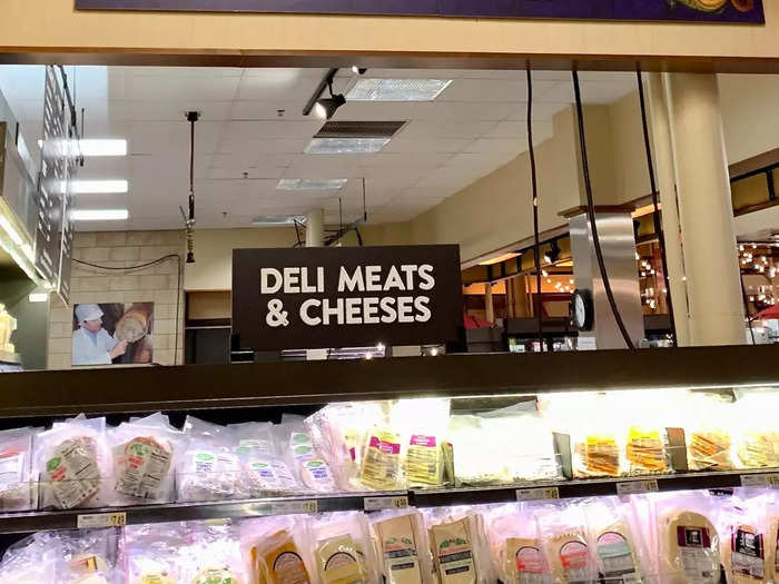 The cheese counter is separate from the deli, which has its own selection of meats and cheeses.