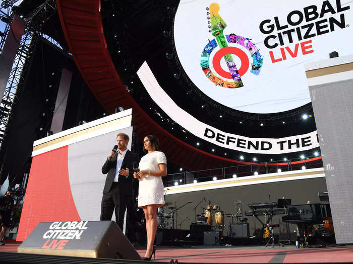 Markle wore a balanced, white dress to the Global Citizen Festival.