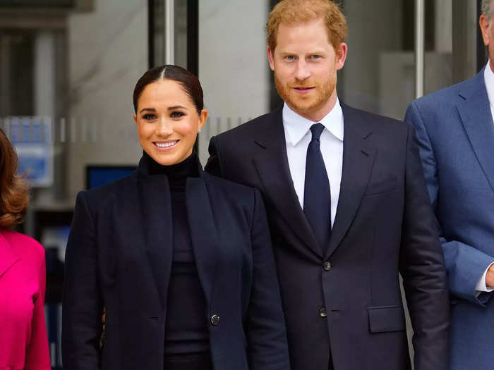 Markle donned a dark, respectful outfit while visiting One World Trade Center with Prince Harry.