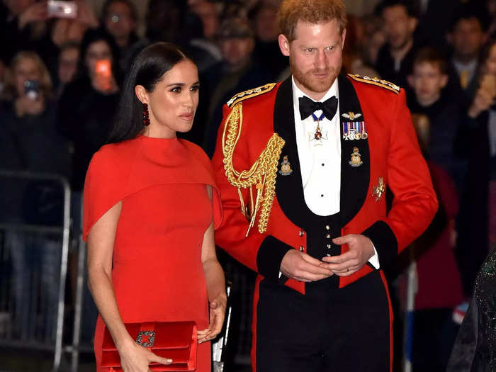 The pair dazzled in all-red at the Mountbatten Music Festival in London.