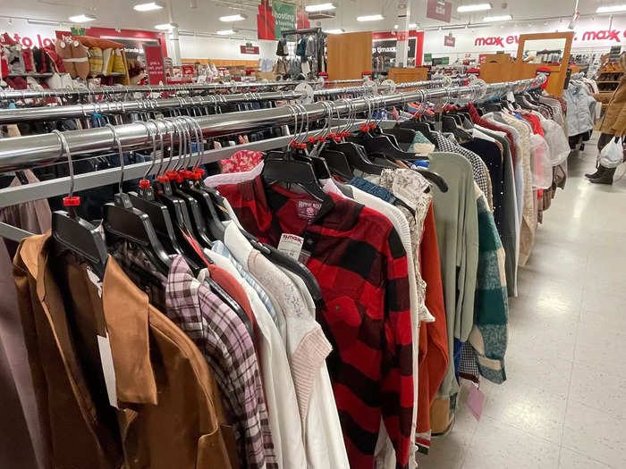 Plaid shirts hung next to sweaters and silk blouses. Each item was individually tagged and you have to sort through each item to know its price, unlike Kohl