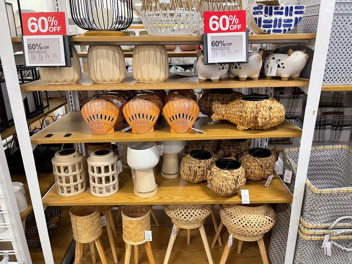 The home decor section also featured merchandise at 60% off, with some items under $10.