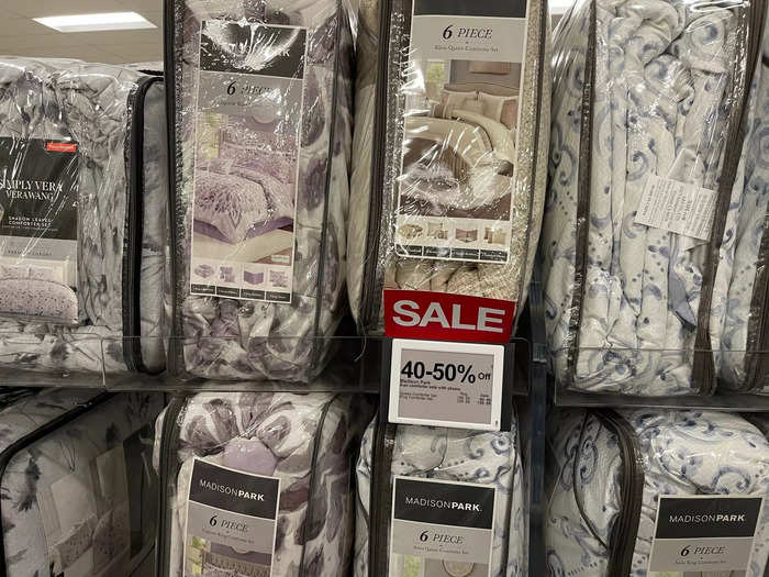 There was quite a selection of comforter sets that were marked down to 40% or 50% off.