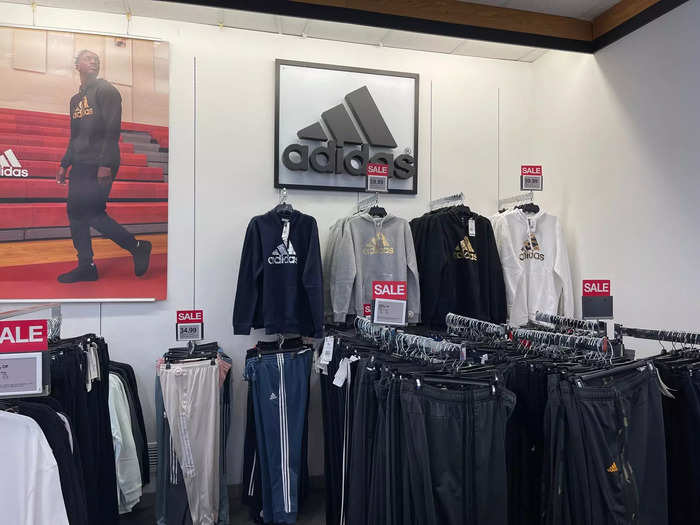 Name brands like Adidas, displayed in the sportswear section, immediately caught my eye.