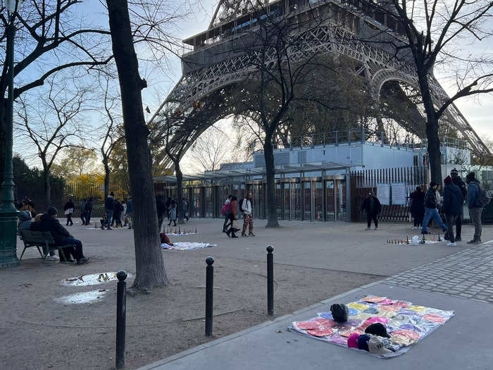 I chuckled to myself when I saw multiple street vendors standing outside the Eiffel Tower selling the traditional French style of hat to tourists.