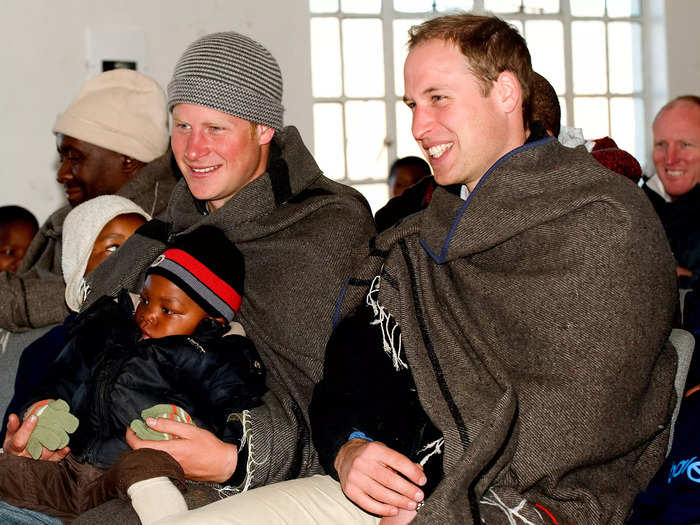 In 2010, Harry was joined by his brother Prince William on a joint trip to southern Africa to visit projects sponsored by their respective charities Sentebale and Tusk Trust.