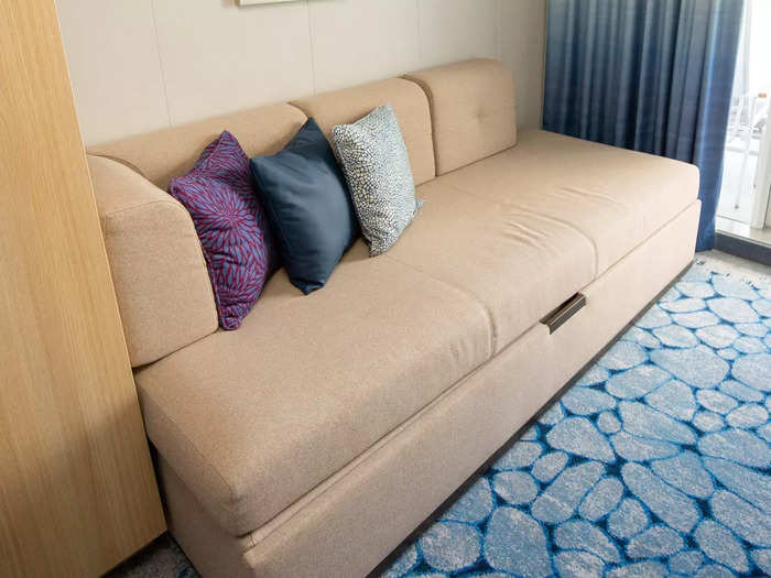 This couch could have pulled out into a bed to accommodate another two or so travelers.