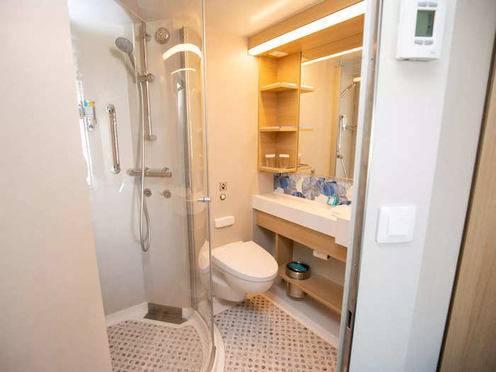 Like any typical cruise ship stateroom, the bathroom was well-sized for one person.