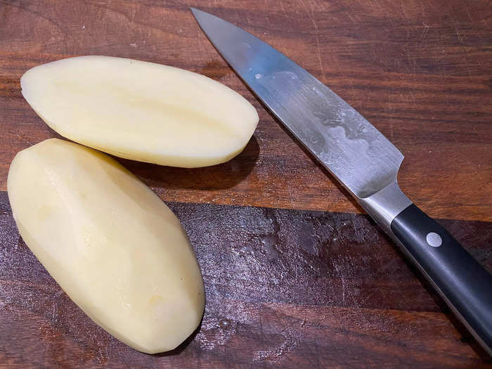 While the butter simmered, I started boiling the potatoes.