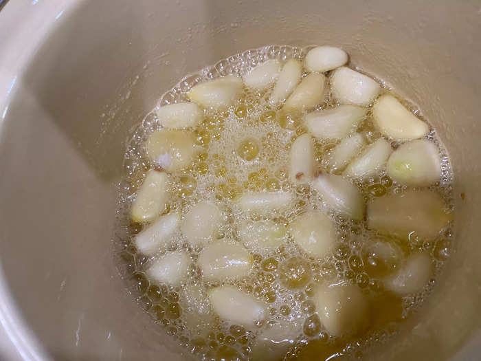 Then it was time to soften the garlic in simmering butter.