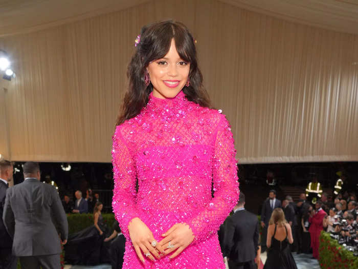 Jenna Ortega stood out at her first Met Gala in May with a bright pink Valentino outfit.