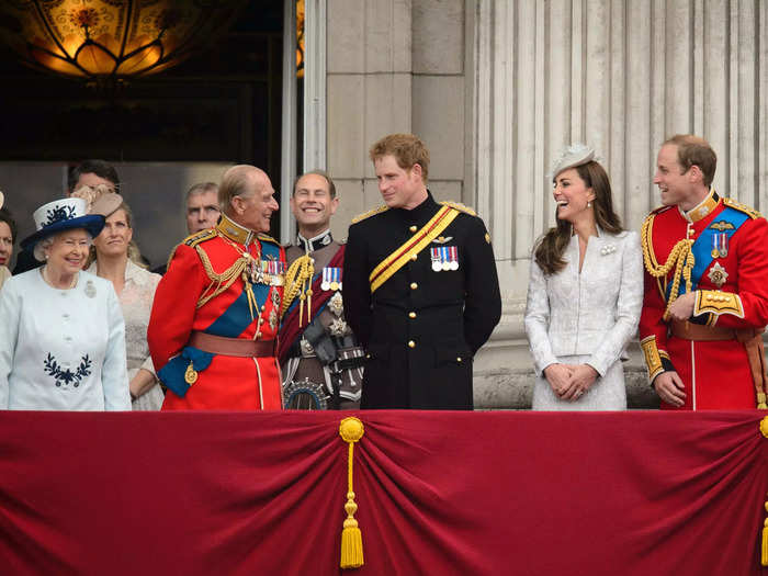 In 2014, Kate and the Queen wore matching pale-blue outfits at Trooping the Colour.