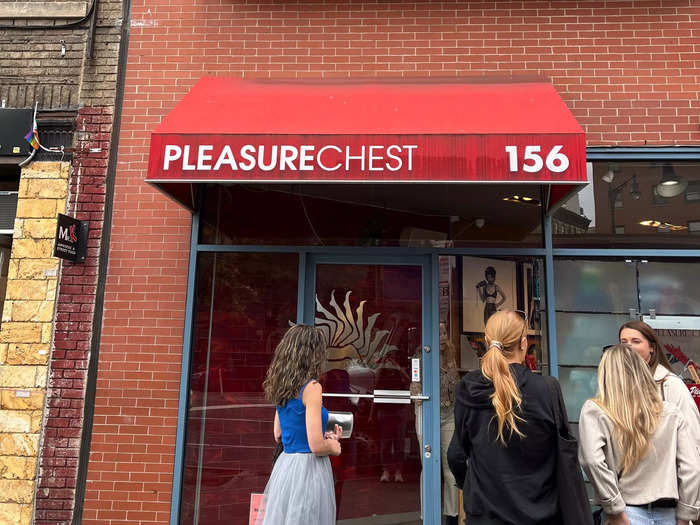 The tour had four stops where we got off the bus. Our first stop was the Pleasure Chest, the sex shop where Charlotte purchased The Rabbit vibrator.