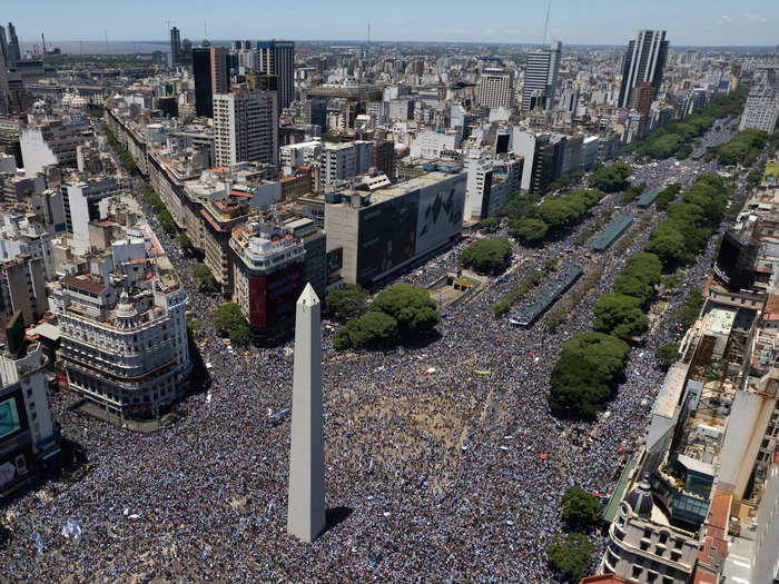 Every street surrounding the center of the city was jammed with fans.