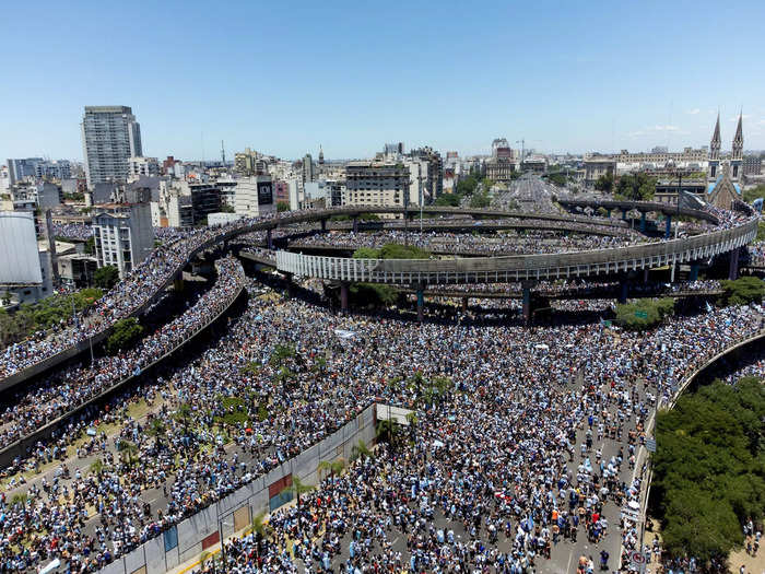 Argentines descended on the capital of Buenos Aires, completely shutting down the highways.