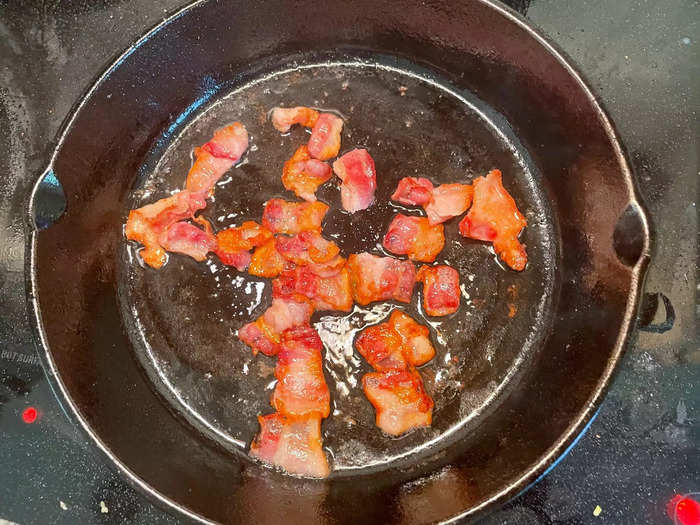 I began by making the bacon drippings.