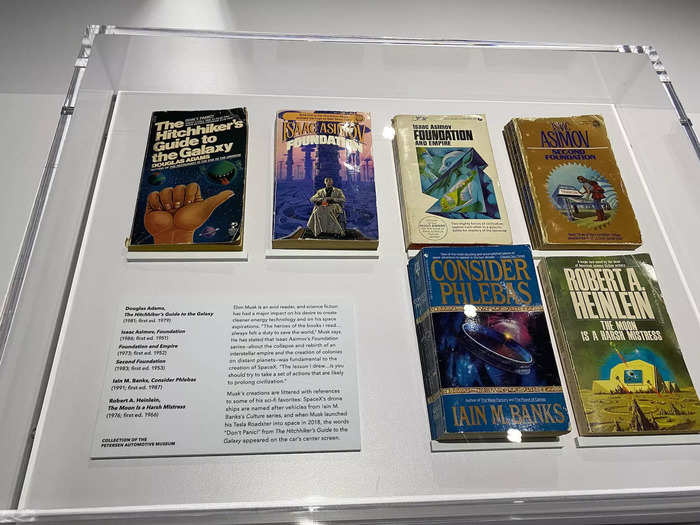 The exhibit even had a collection of first-edition copies of some of Musk