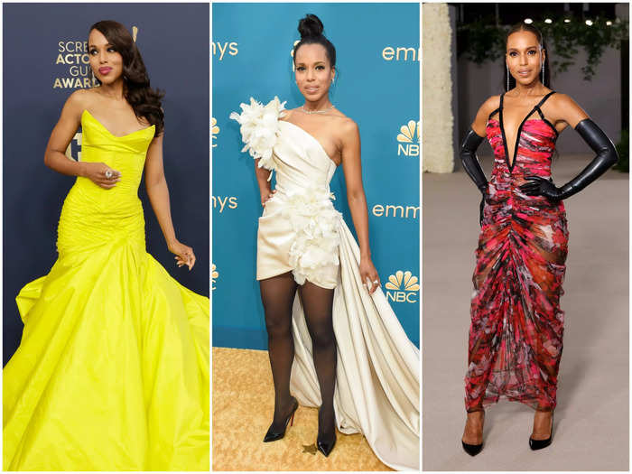 Kerry Washington donned dresses and gowns with tons of movement.