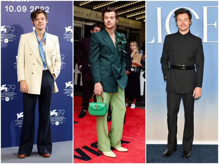 Harry Styles served 1970s style on the red carpet.