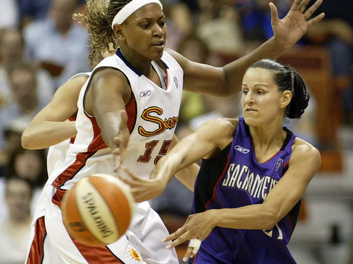 Ticha Penicheiro — a Portuguese point guard for the Sacramento Monarchs — added a point and three assists for the West