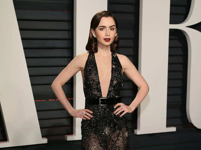 Collins wore one of her most daring looks to date to the 2017 Vanity Fair Oscars after-party.