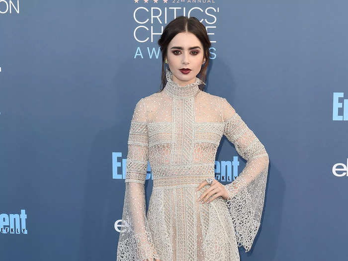 The actor wore a completely see-through lace gown from Elie Saab at the Critics