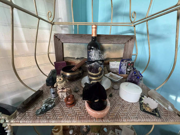 On par with the witchy theme, she offered options for a new altar space.