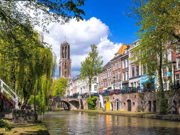 Explore quieter canals in Utrecht, The Netherlands.