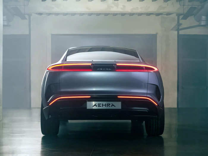 Its slim headlights and taillights give it a clean, futuristic look.