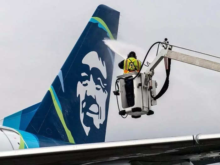 A common solution for ice or snow is to deice the aircraft, which involves typically spraying a hot glycol-based substance and anti-icing fluid across the plane.