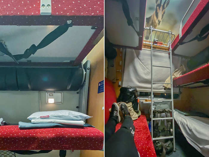 The rep for OBB Nightjet told Insider that pillows and sheets are only provided for guests in the bunk-style sleeping cars because the seating carriage is not recommended for long-haul trips.