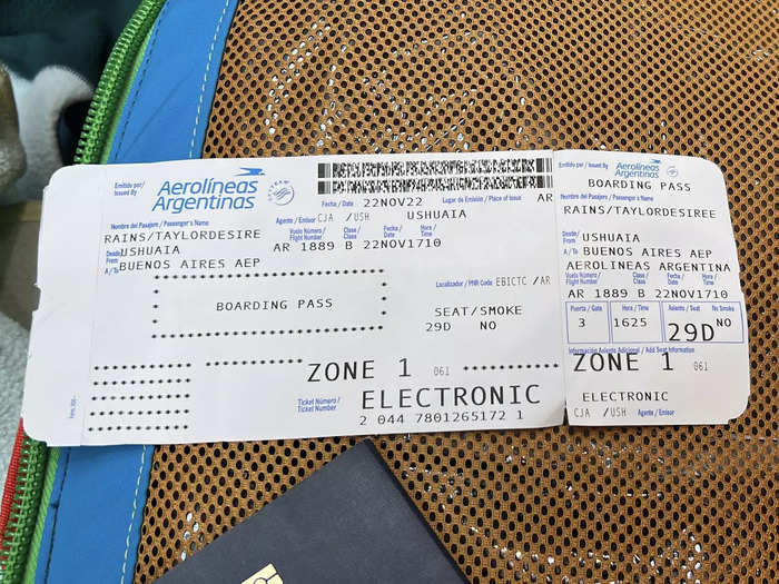 It was a stressful journey home, to say the least, but Aerolineas put me on standby for an earlier flight from Ushuaia to help me out.